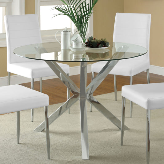 Asteron 41-inch Round Glass Dining Table with Chrome Base