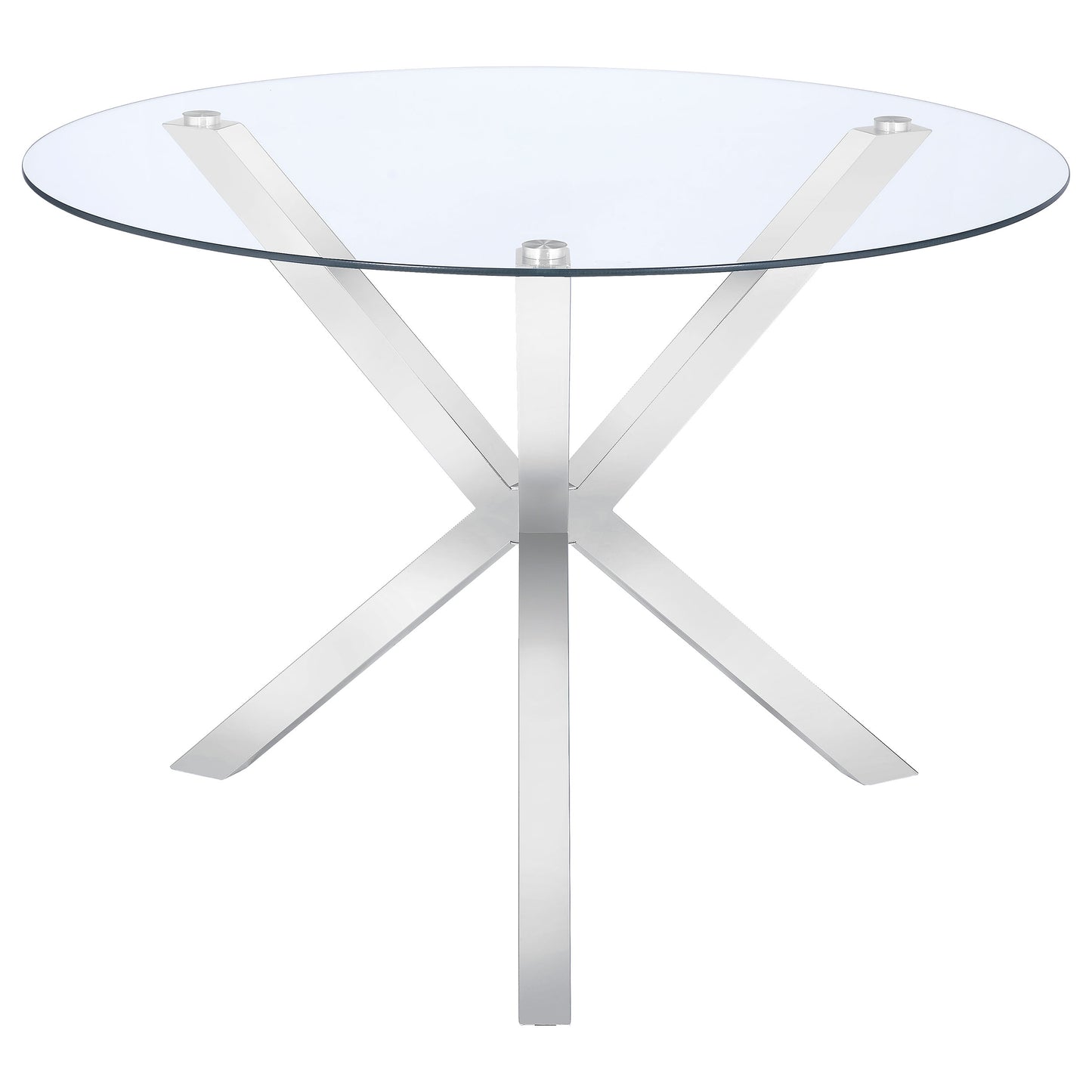 Asteron 41-inch Round Glass Dining Table with Chrome Base