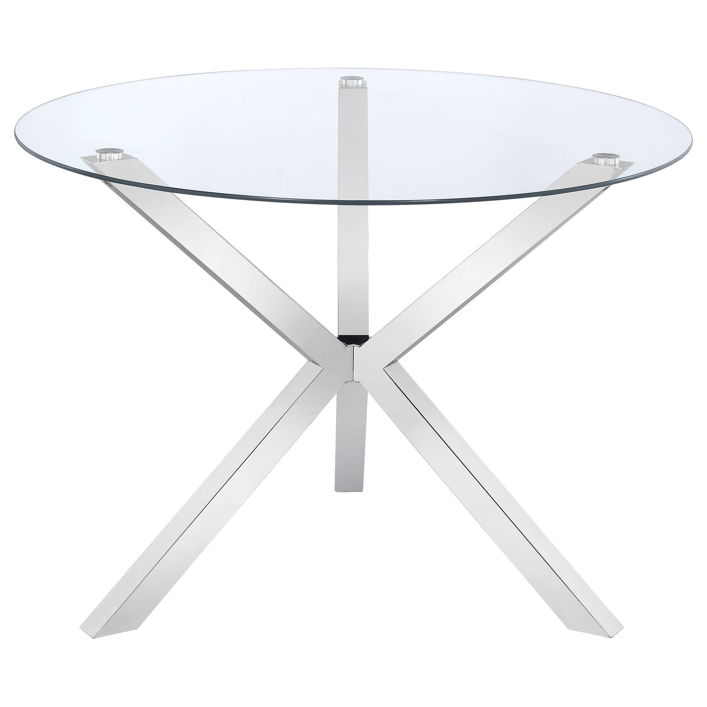 Asteron 41-inch Round Glass Dining Table with Chrome Base
