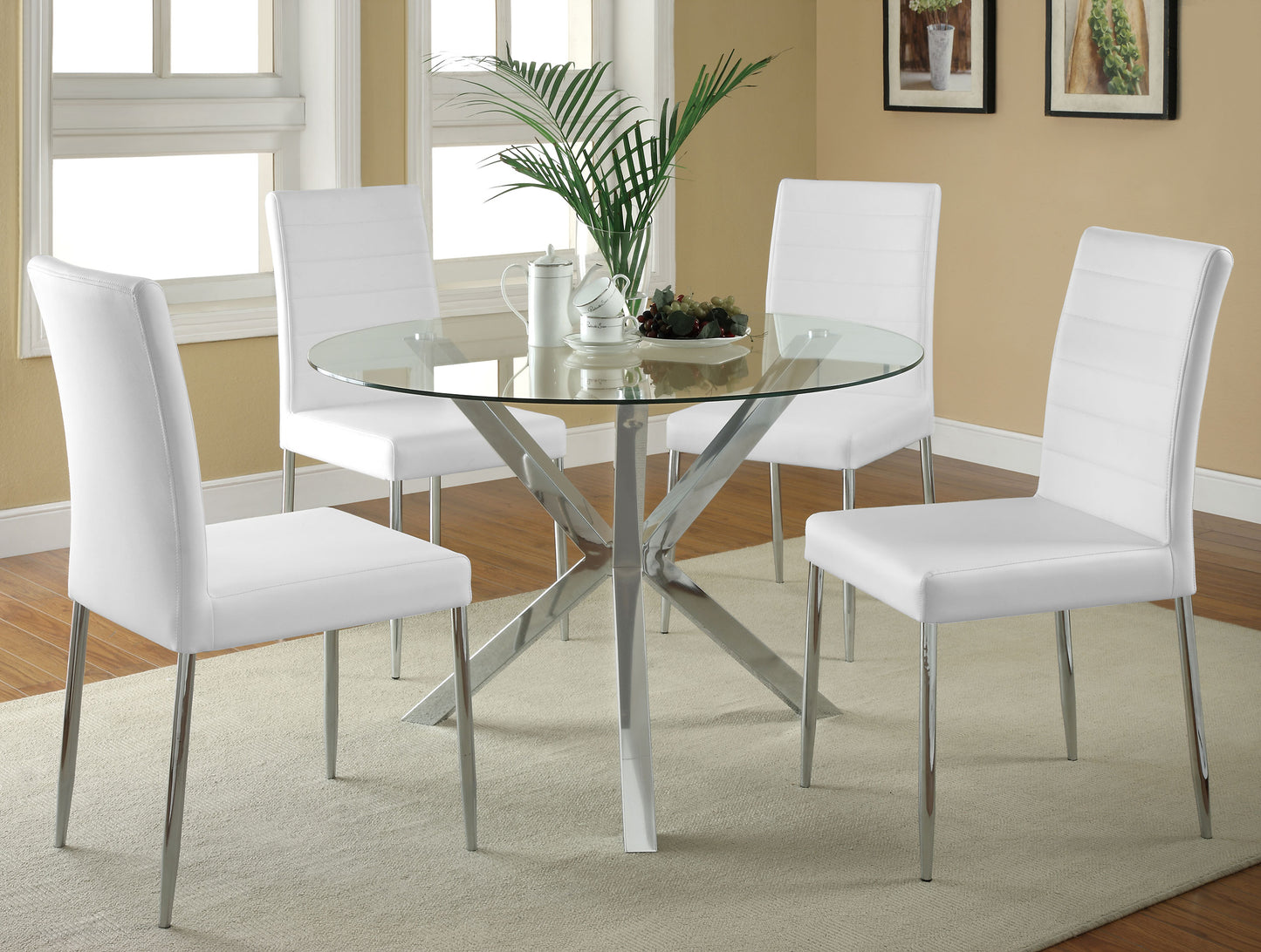 Asteron 41-inch Round Glass Dining Table with Chrome Base