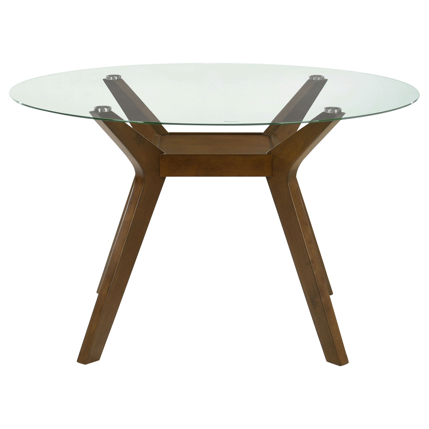 Modern Round Glass Dining Table with Geometric Wood Base