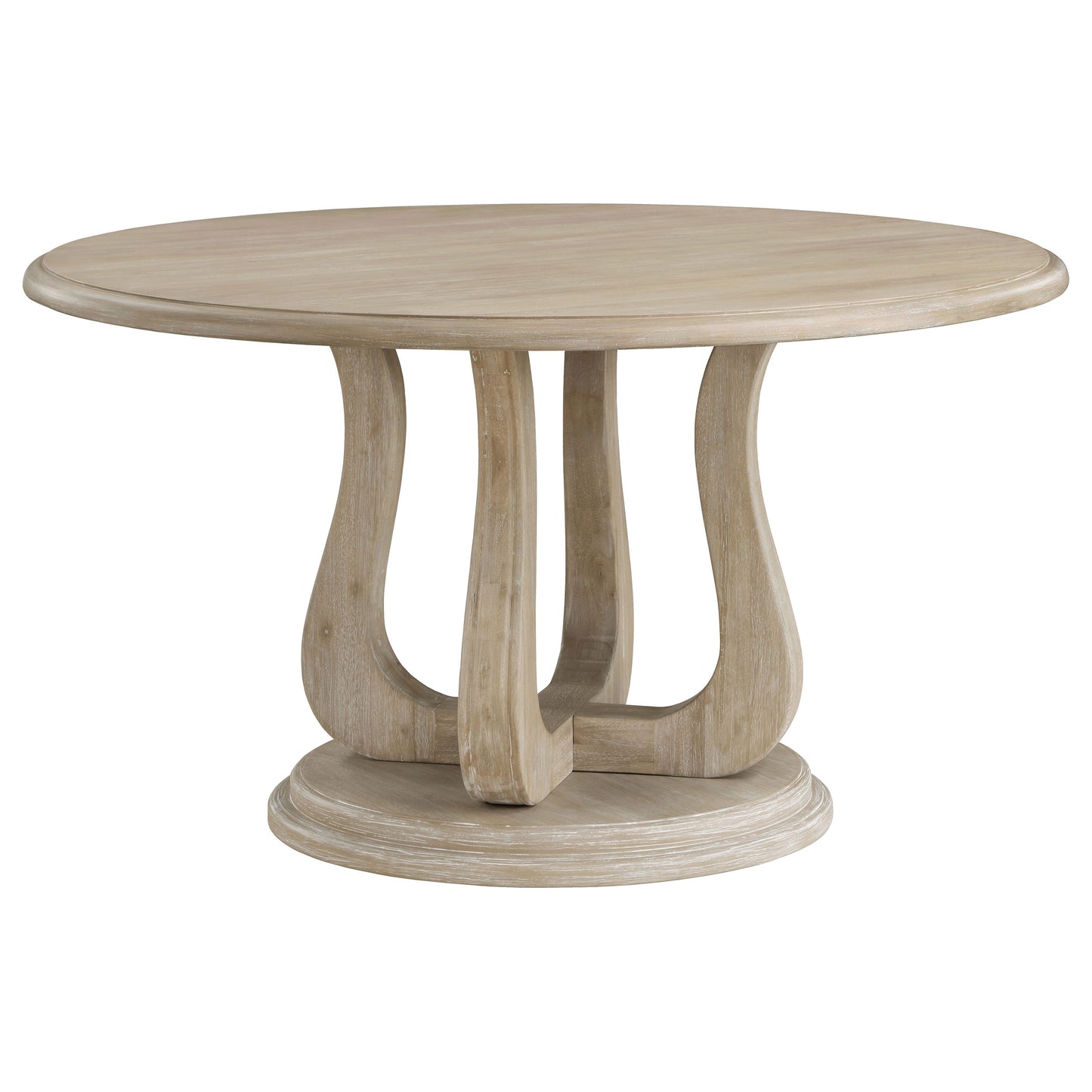 Lorien 60” Round Pedestal Dining Table in White Washed Finish