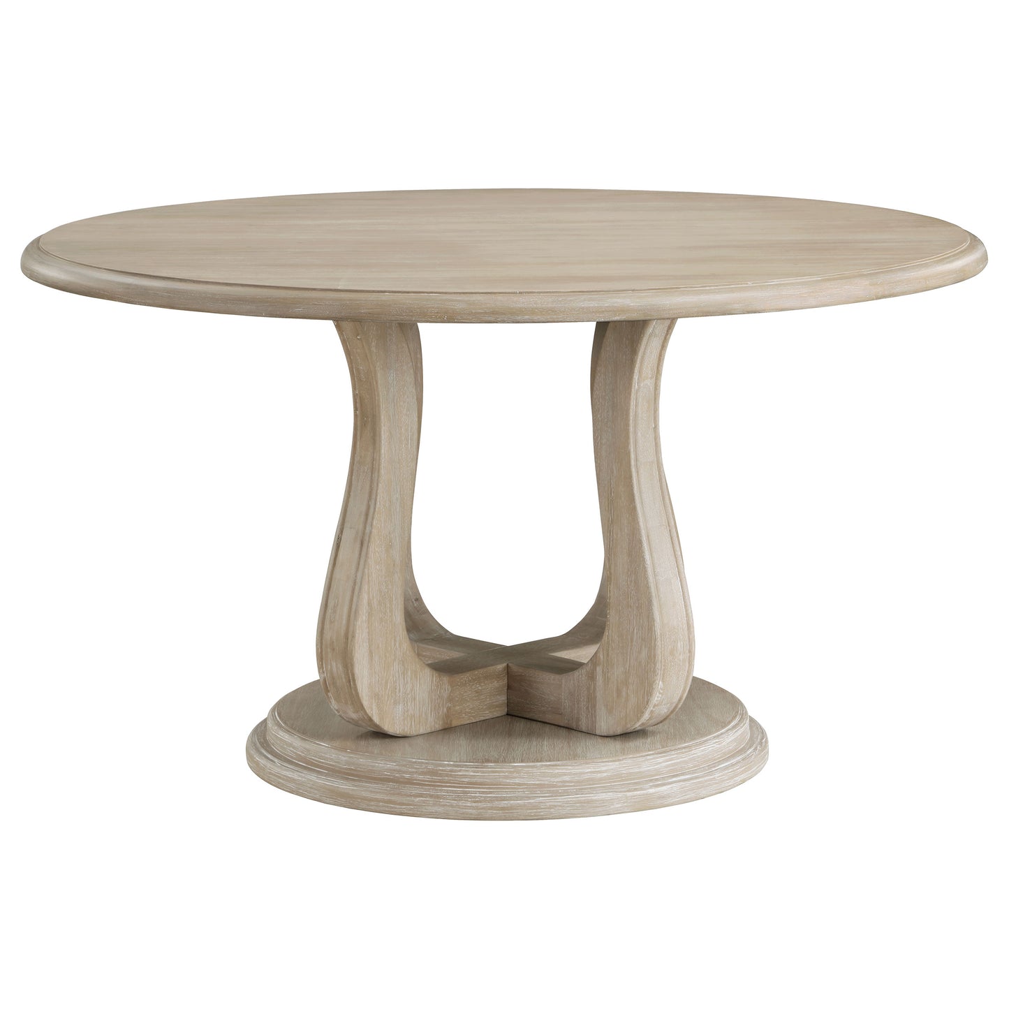Lorien 60” Round Pedestal Dining Table in White Washed Finish