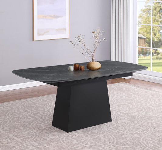Varese 73” Faux Marble Extension Dining Table – Black