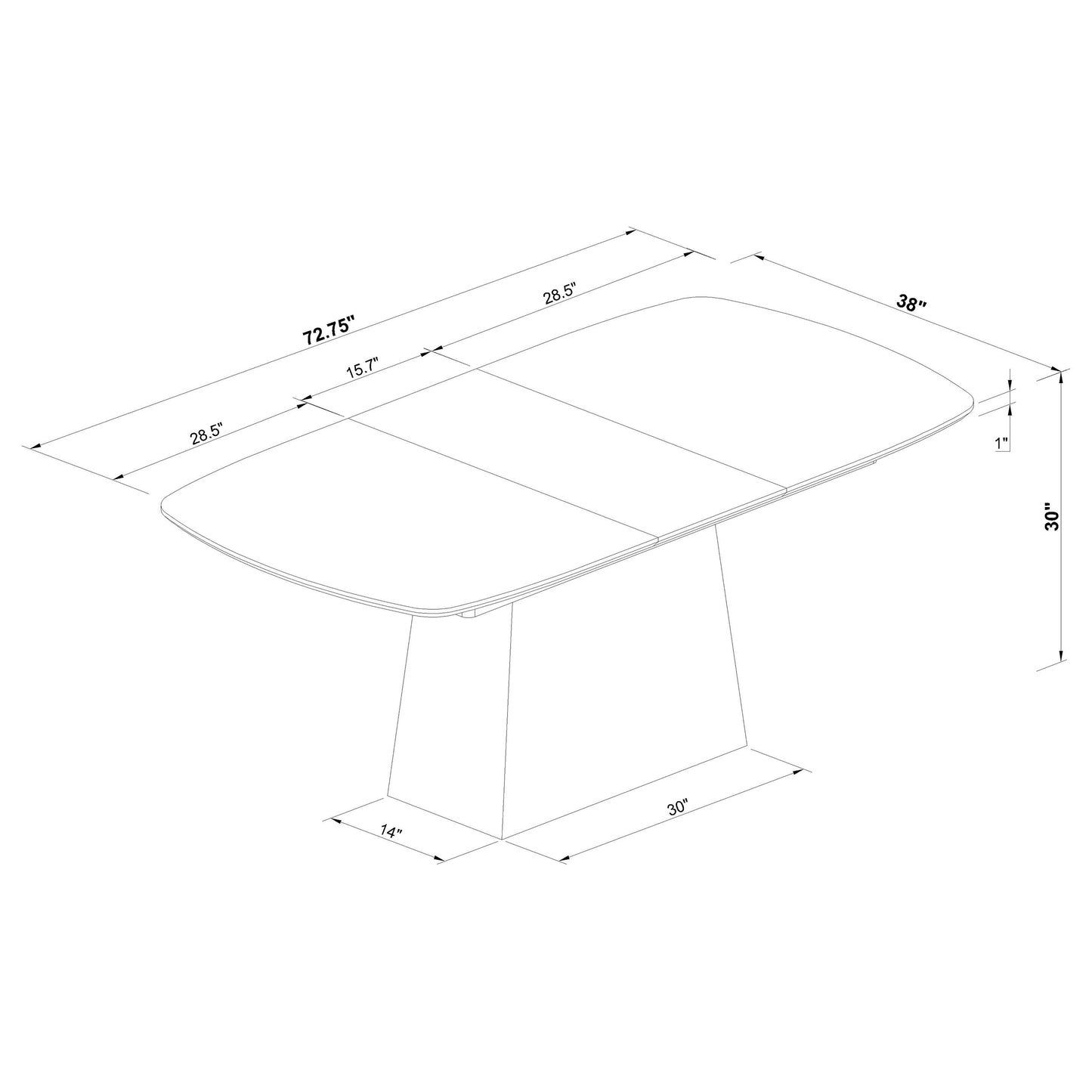 Varese 73” Faux Marble Extension Dining Table – Black