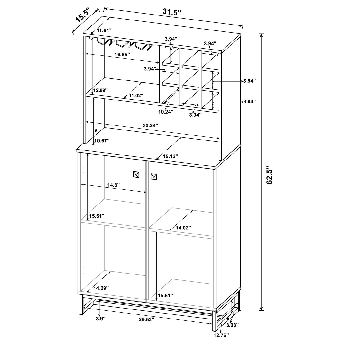 Mendoza Wine & Bar Cabinet – Rustic Oak