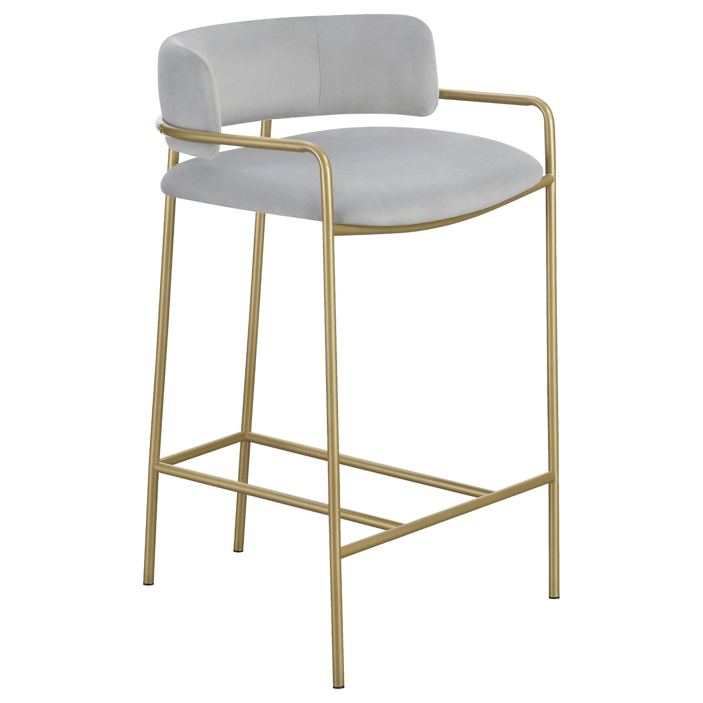 Comstock Low-Back Upholstered Stool – Grey & Gold