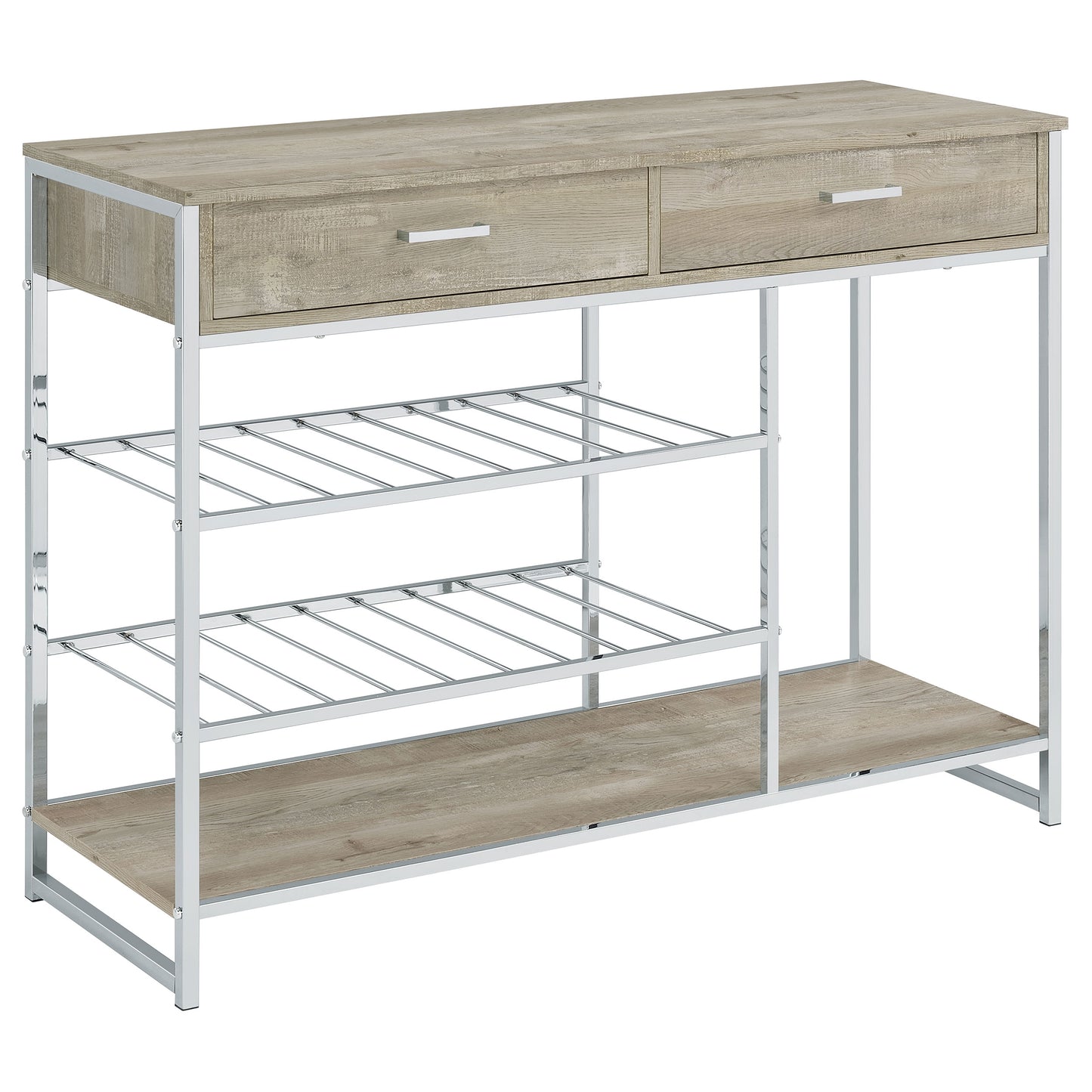 Brixton Vale 2-Drawer Bar Cabinet with Wine Storage Grey Oak