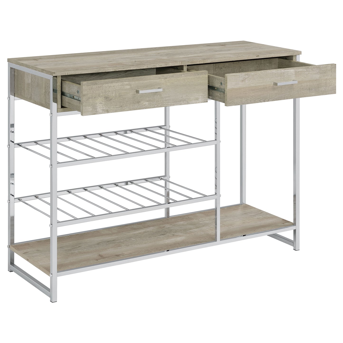 Brixton Vale 2-Drawer Bar Cabinet with Wine Storage Grey Oak