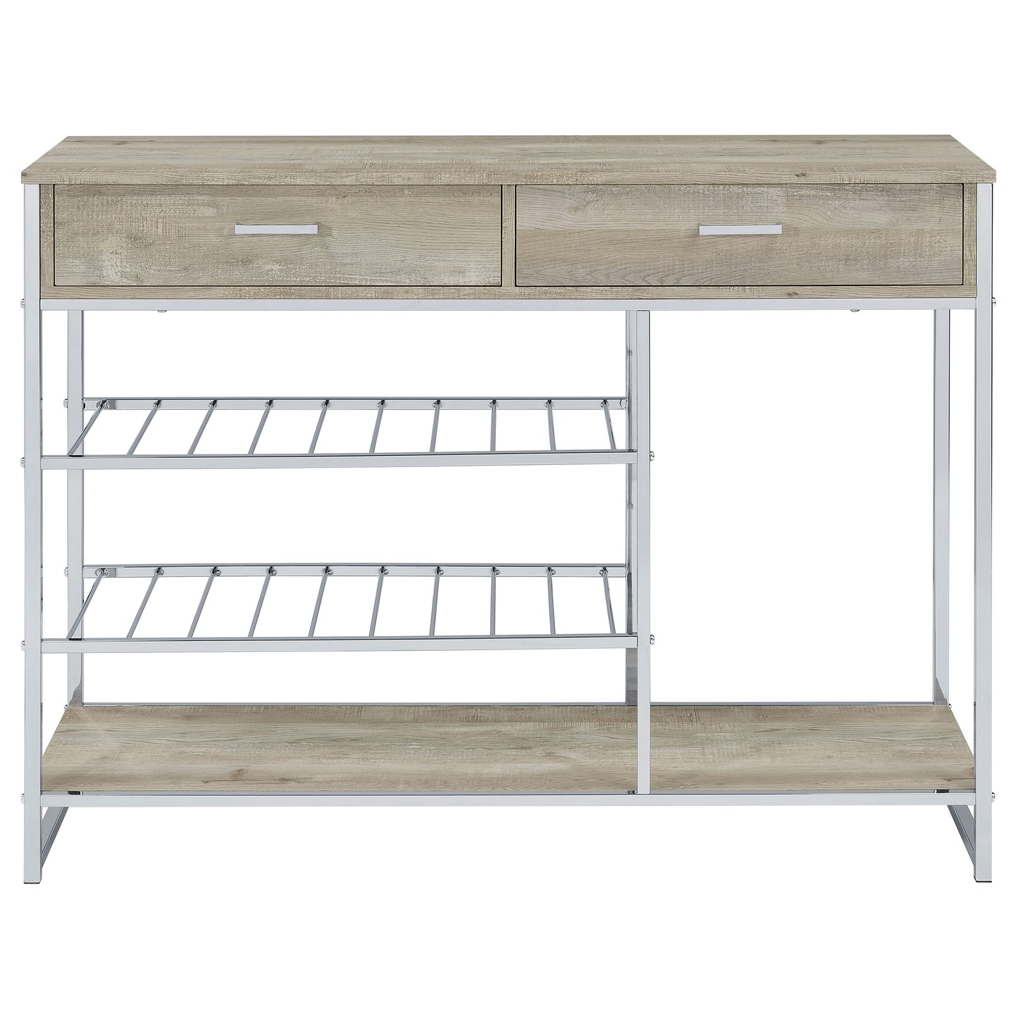 Brixton Vale 2-Drawer Bar Cabinet with Wine Storage Grey Oak
