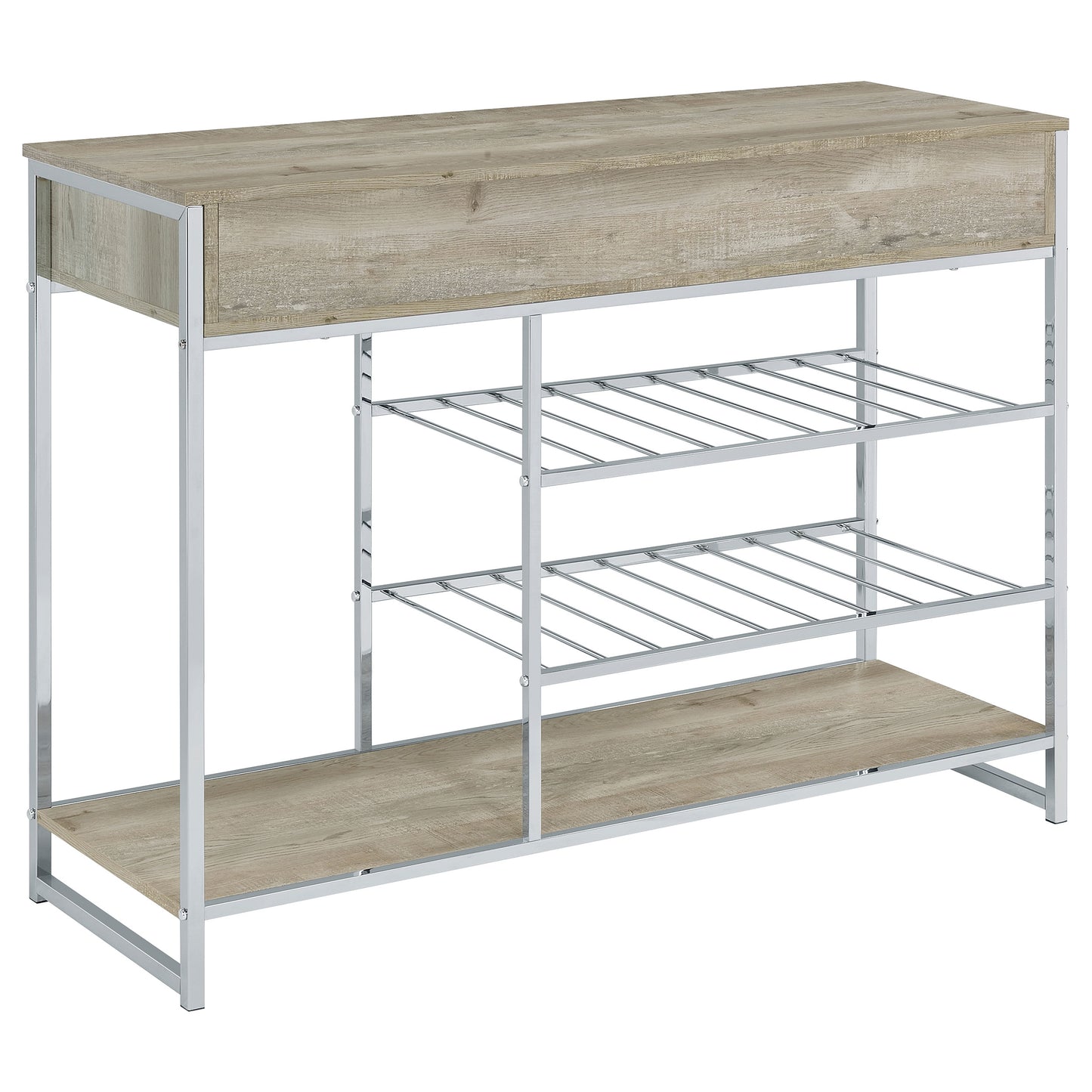 Brixton Vale 2-Drawer Bar Cabinet with Wine Storage Grey Oak