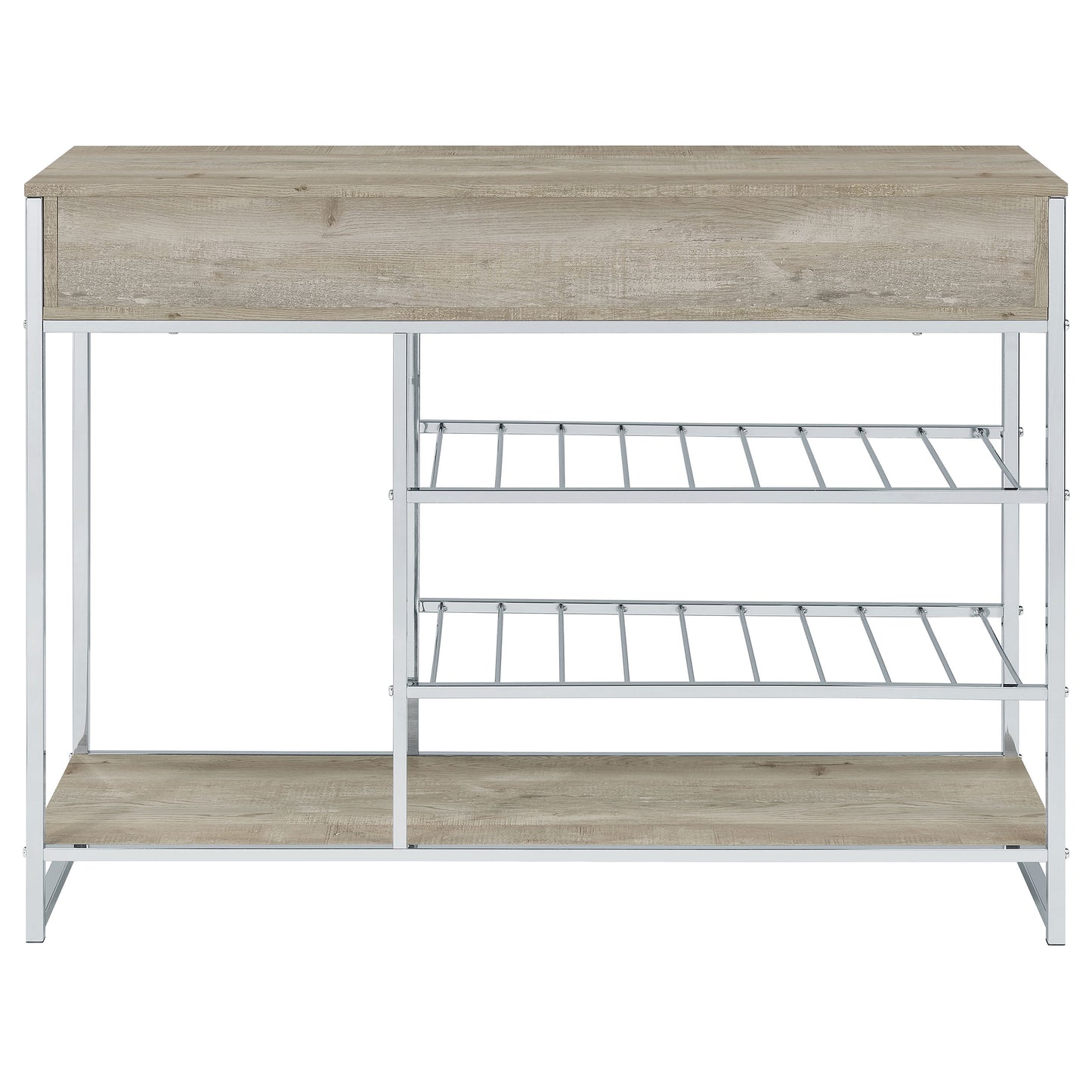 Brixton Vale 2-Drawer Bar Cabinet with Wine Storage Grey Oak