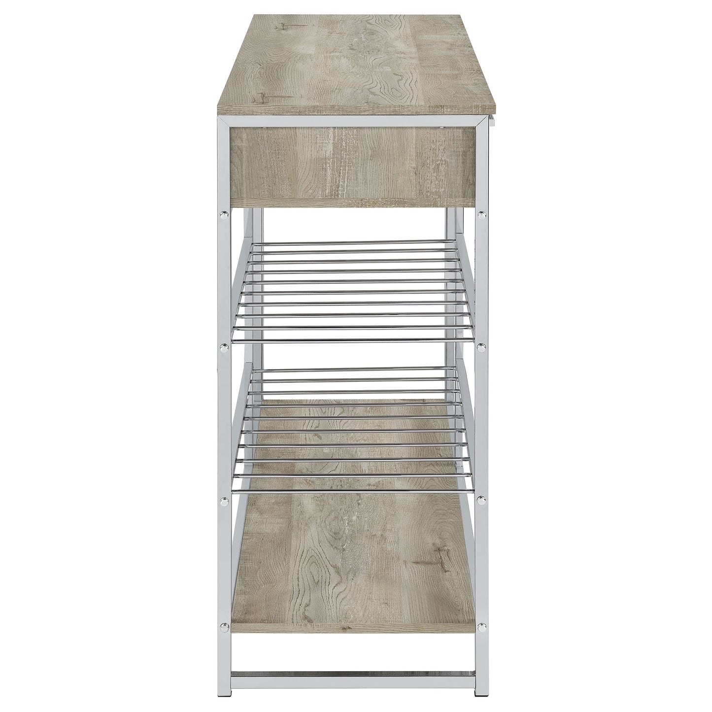 Brixton Vale 2-Drawer Bar Cabinet with Wine Storage Grey Oak