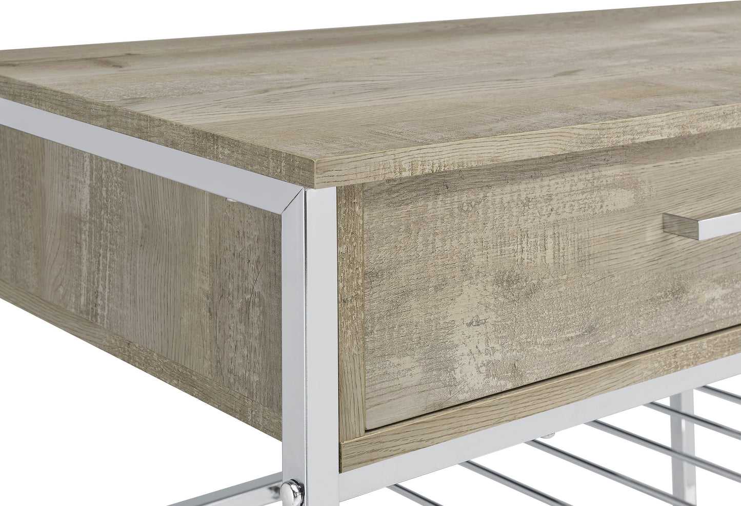 Brixton Vale 2-Drawer Bar Cabinet with Wine Storage Grey Oak