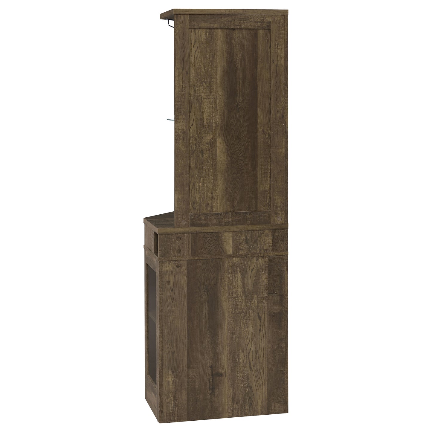 Alviso 1-Drawer Corner Wine Cabinet – Rustic Oak