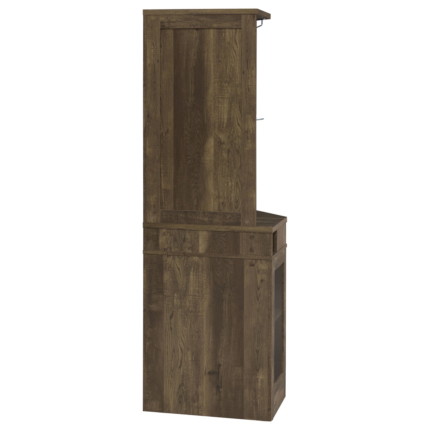 Alviso 1-Drawer Corner Wine Cabinet – Rustic Oak