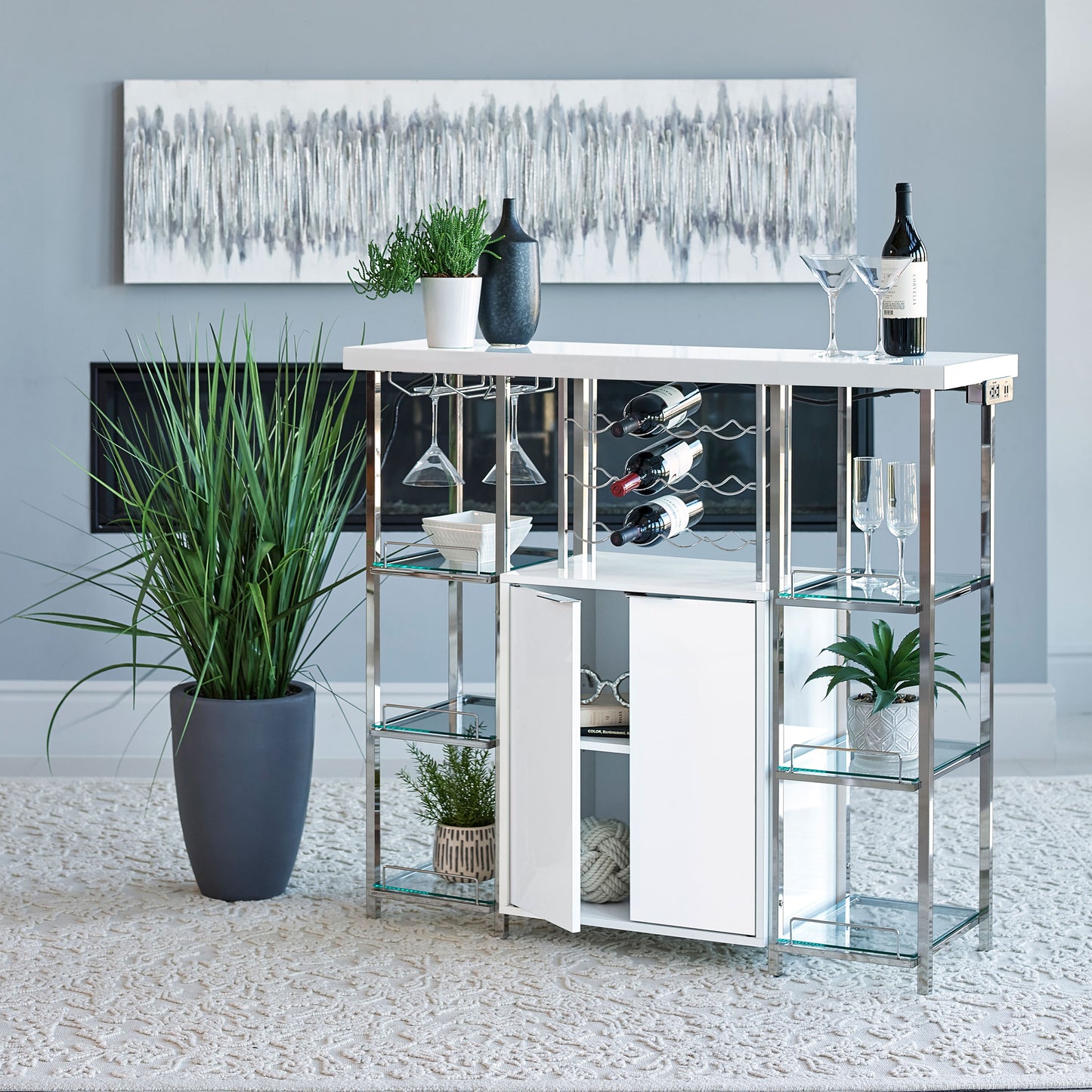 Gallimore White Gloss Wine Bar