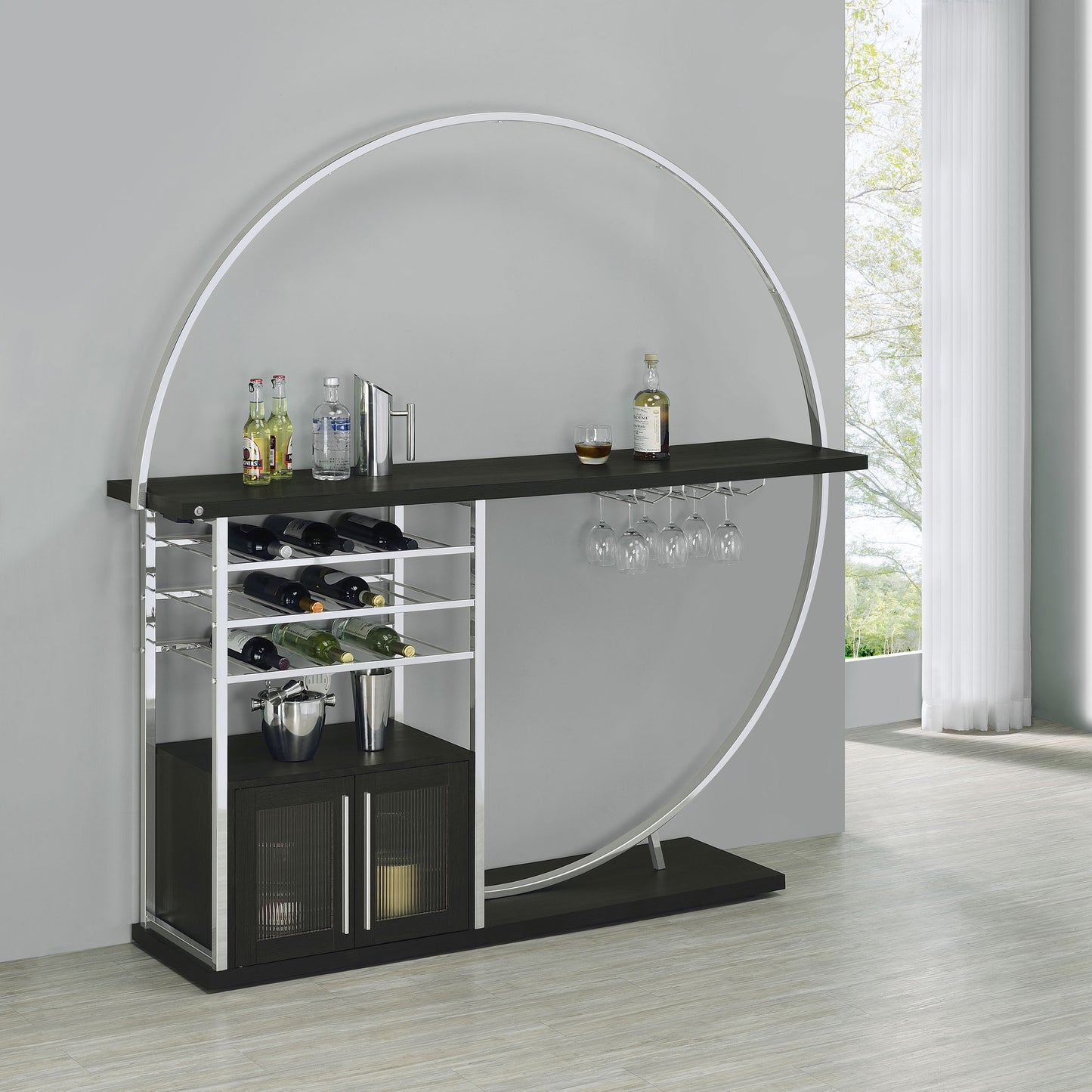 Risley Modern LED Wine Cabinet – Charcoal