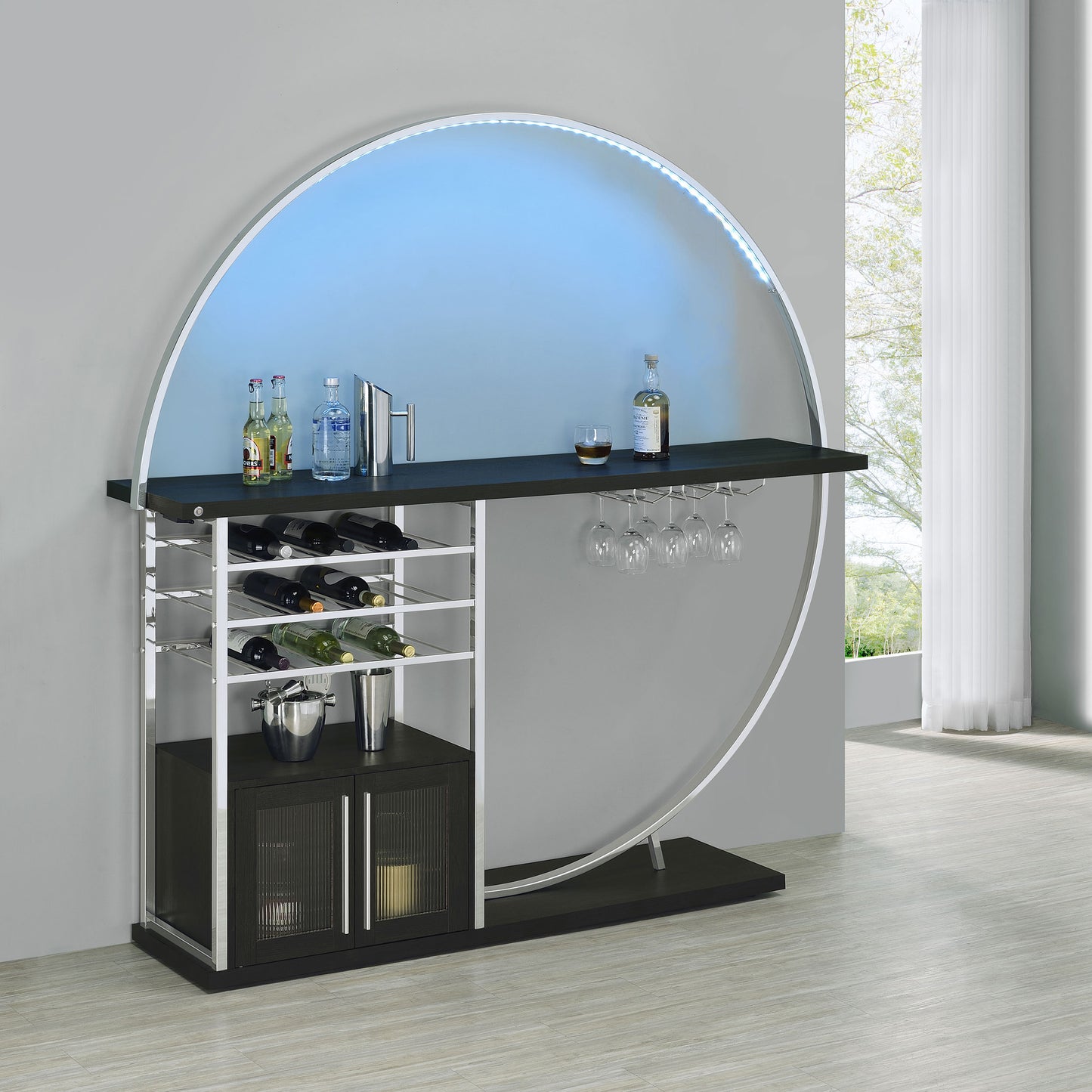 Risley Modern LED Wine Cabinet – Charcoal