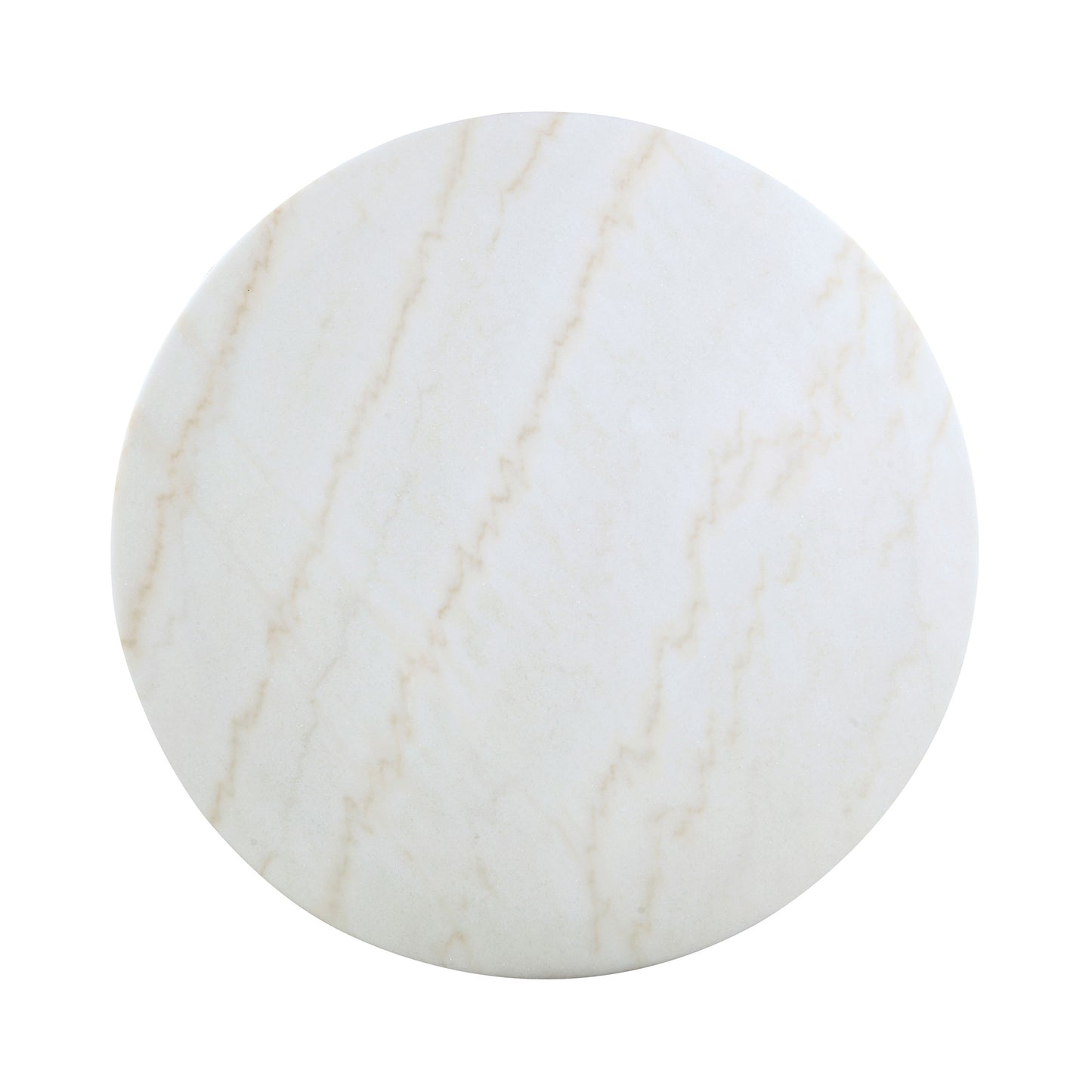 Bellamy 50” Marble Pedestal Dining Table – White & Brass