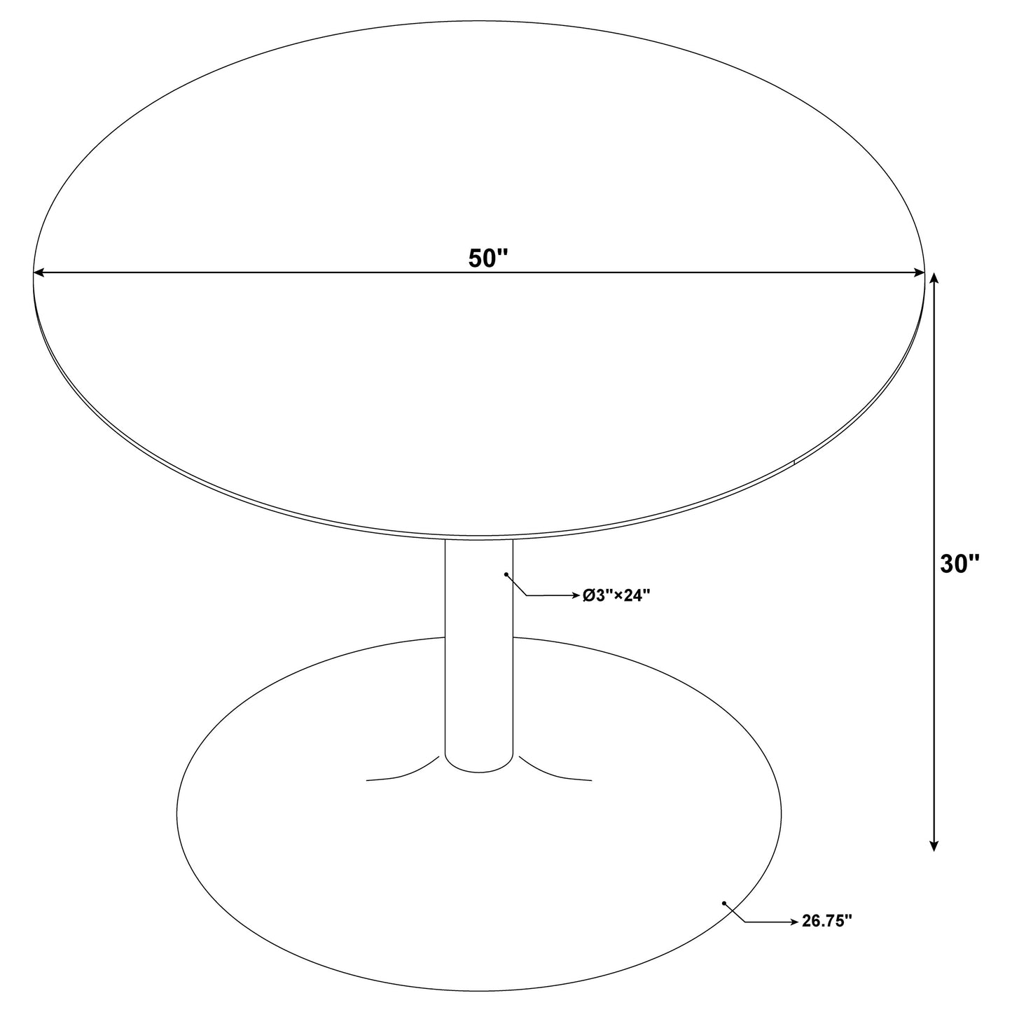 Bellamy 50” Marble Pedestal Dining Table – White & Brass