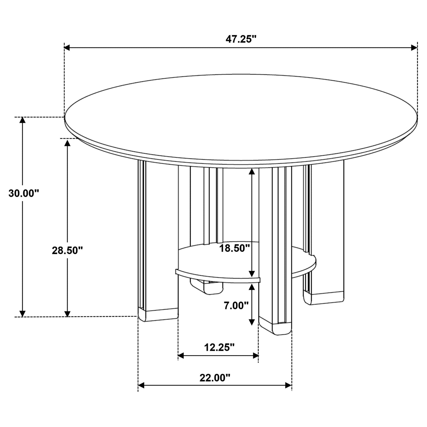 Drexen™ 47” Round Wood Dining Table with Open Shelf in Rich Brown