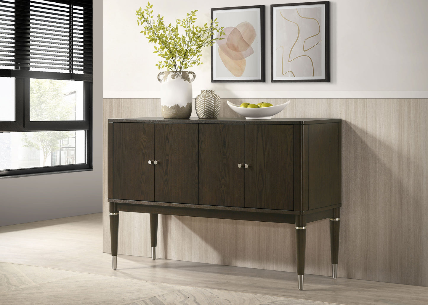 Dawson Dining Sideboard Cabinet with Four Doors Ash Brown Finish