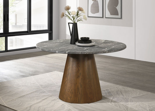 Ambrose Round 50-inch Marble Top Dining Table Brushed Gold