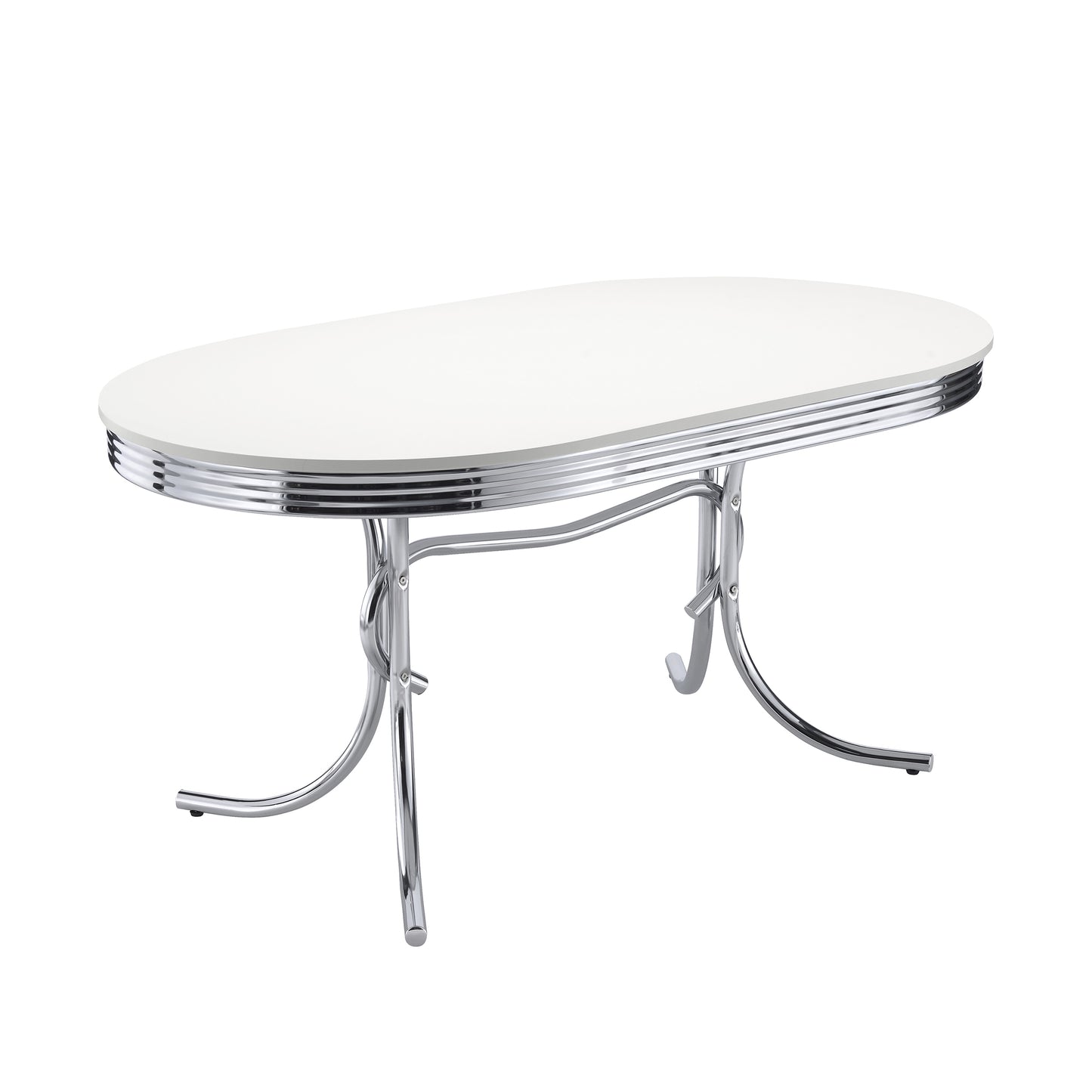Fenton Retro-Inspired 60" Oval Dining Table – White & Chrome