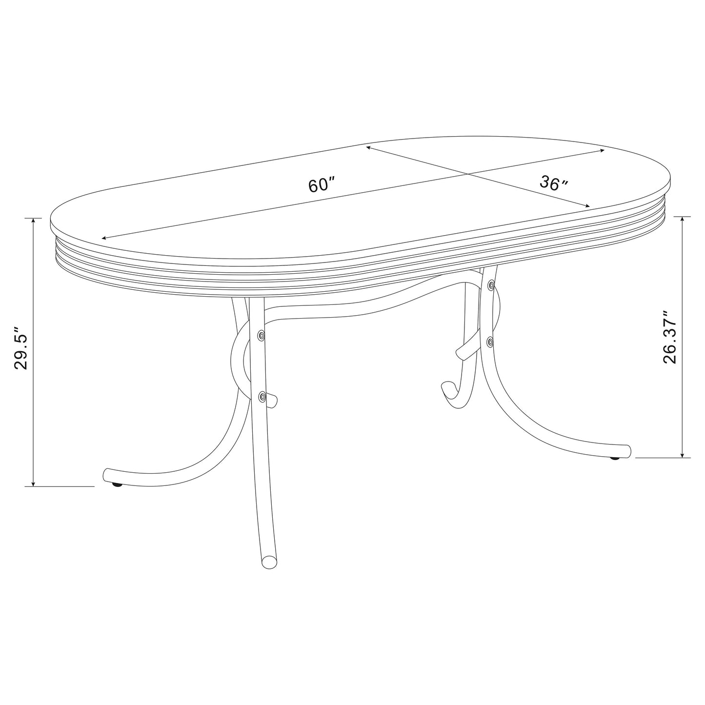 Fenton Retro-Inspired 60" Oval Dining Table – White & Chrome