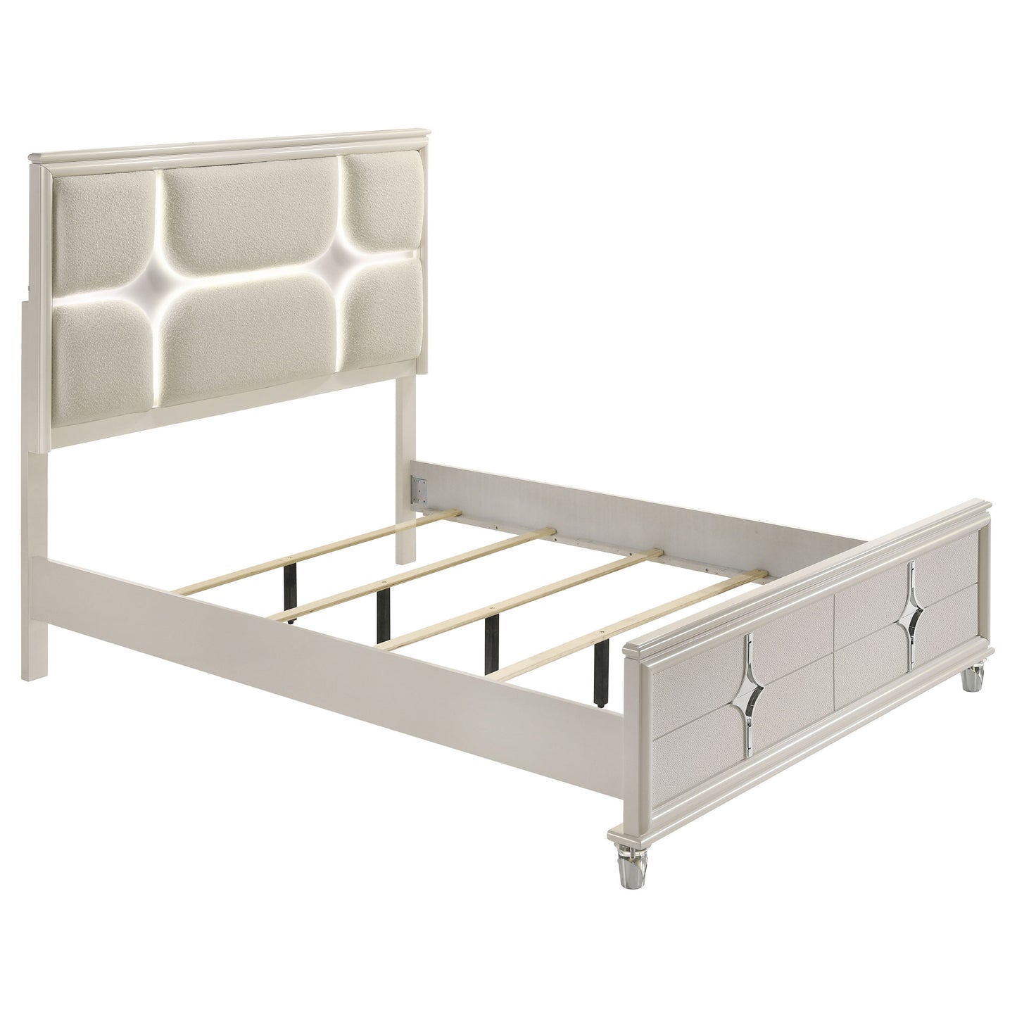 Celestira 4-Piece Queen Bedroom Set Pearl White with LED Accents
