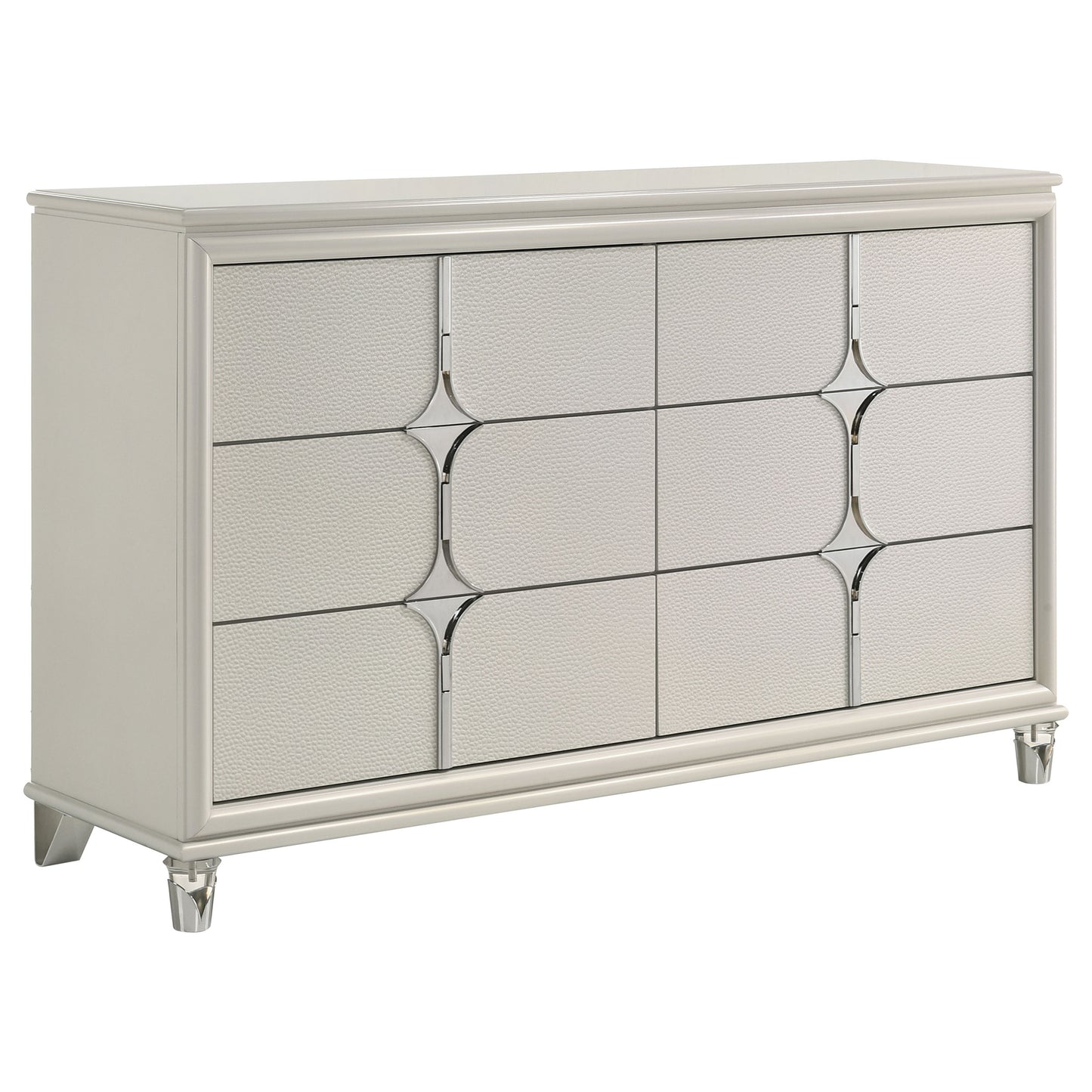 Celestira 4-Piece Queen Bedroom Set Pearl White with LED Accents