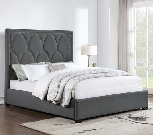 Veloura Upholstered Queen Panel Bed Charcoal