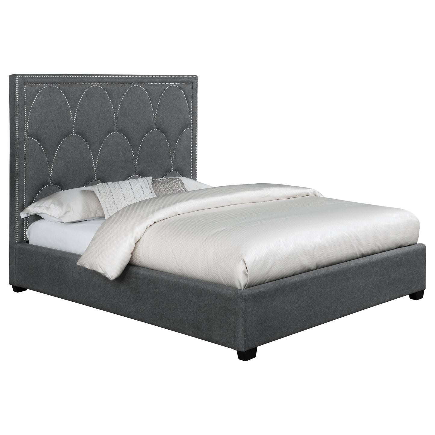Veloura Upholstered Queen Panel Bed Charcoal
