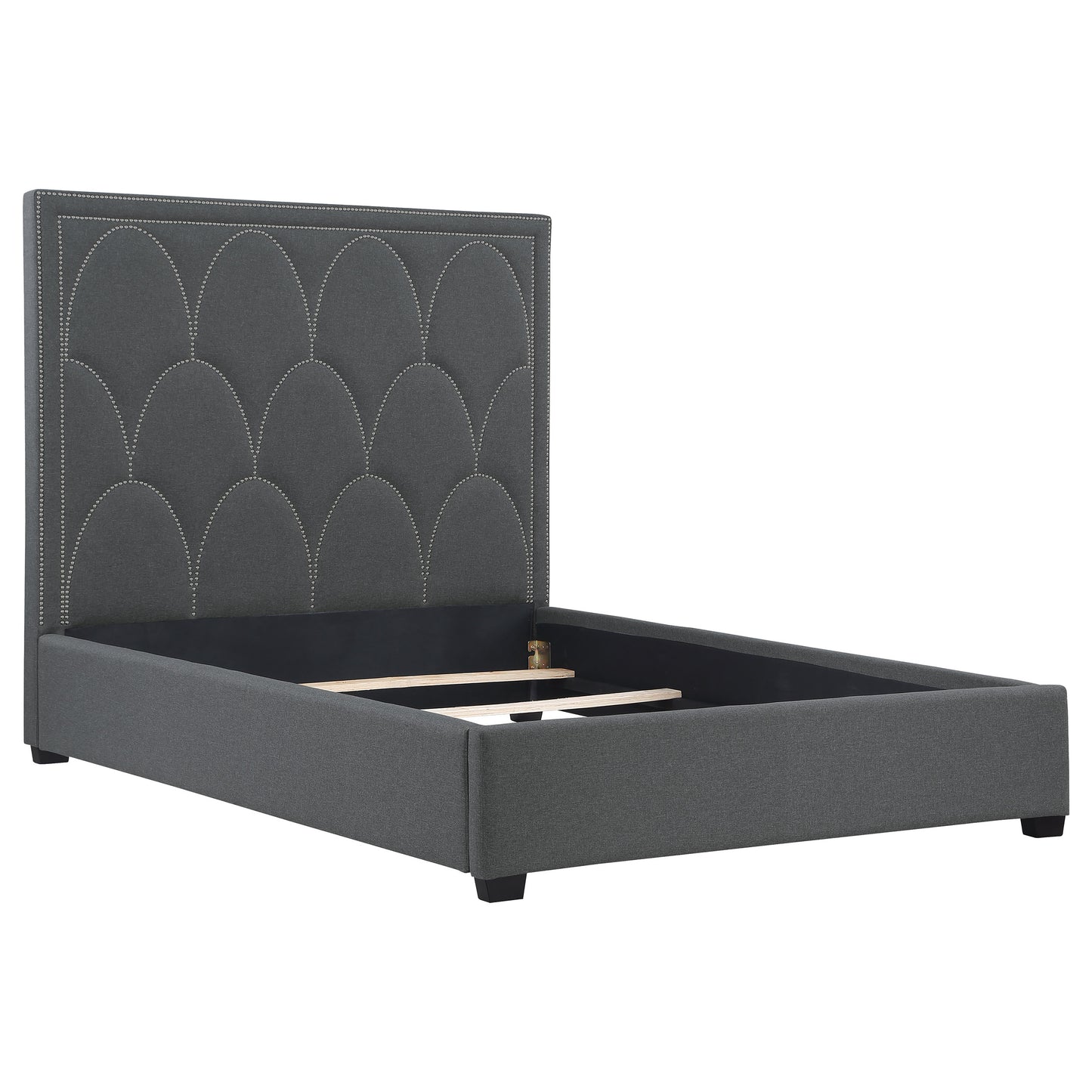 Veloura Upholstered Queen Panel Bed Charcoal