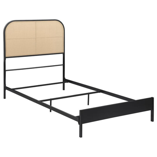 Amherst Full Bed · Metal Frame with Rattan Weave · Black