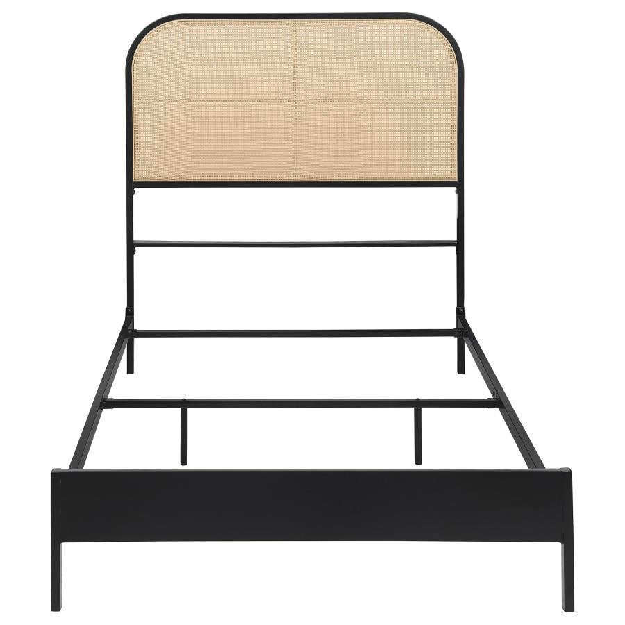 Amherst Full Bed · Metal Frame with Rattan Weave · Black