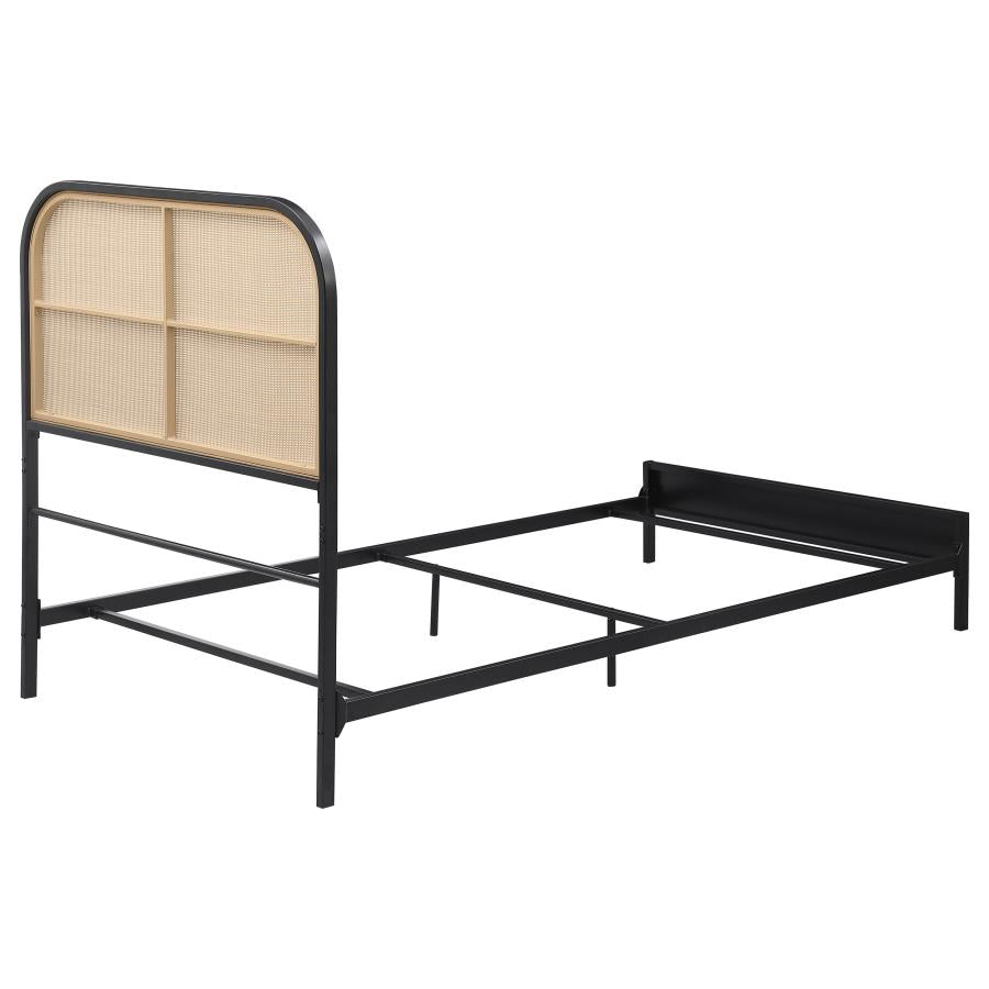 Amherst Full Bed · Metal Frame with Rattan Weave · Black