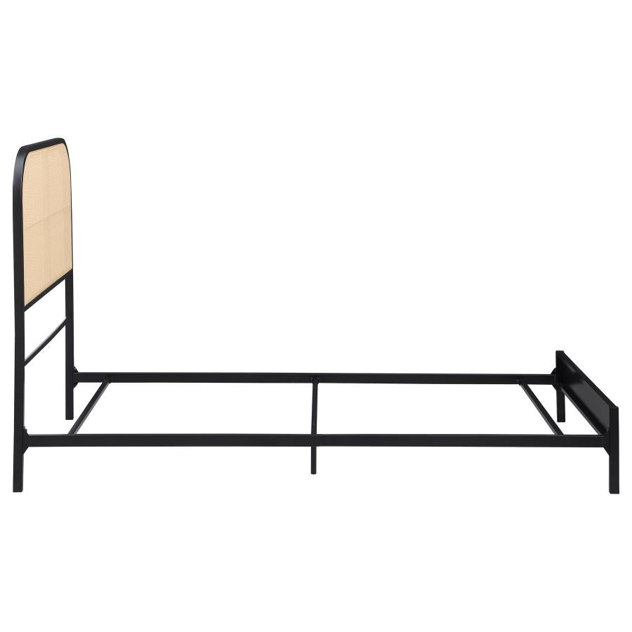 Amherst Full Bed · Metal Frame with Rattan Weave · Black