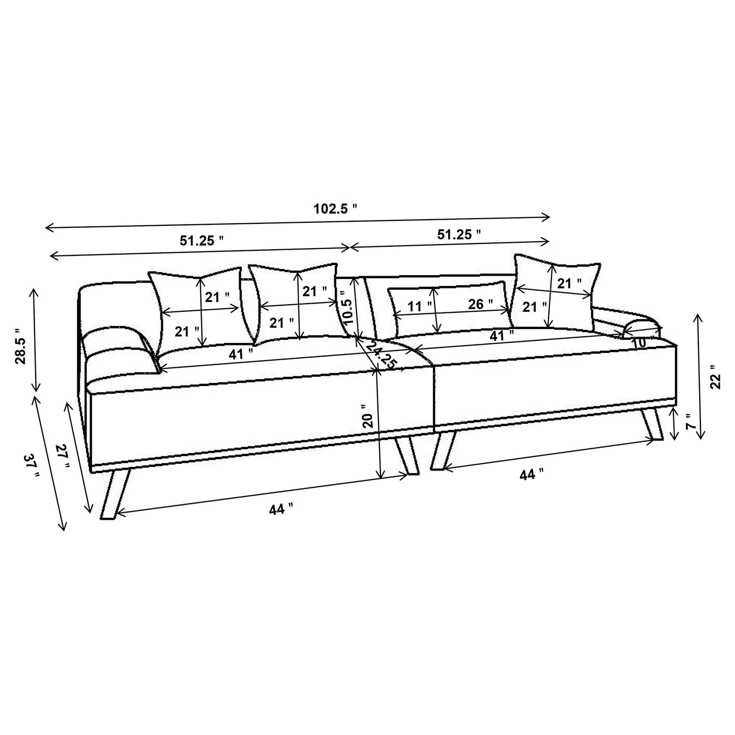 Elizabeth Extra-Long Sofa – Wine Red