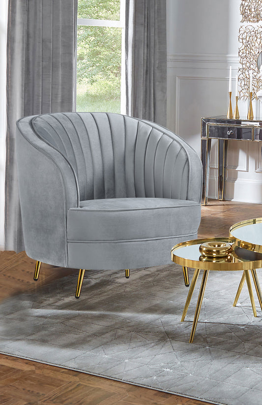 Sophia Plush Channel-Tufted Swivel Chair – Grey