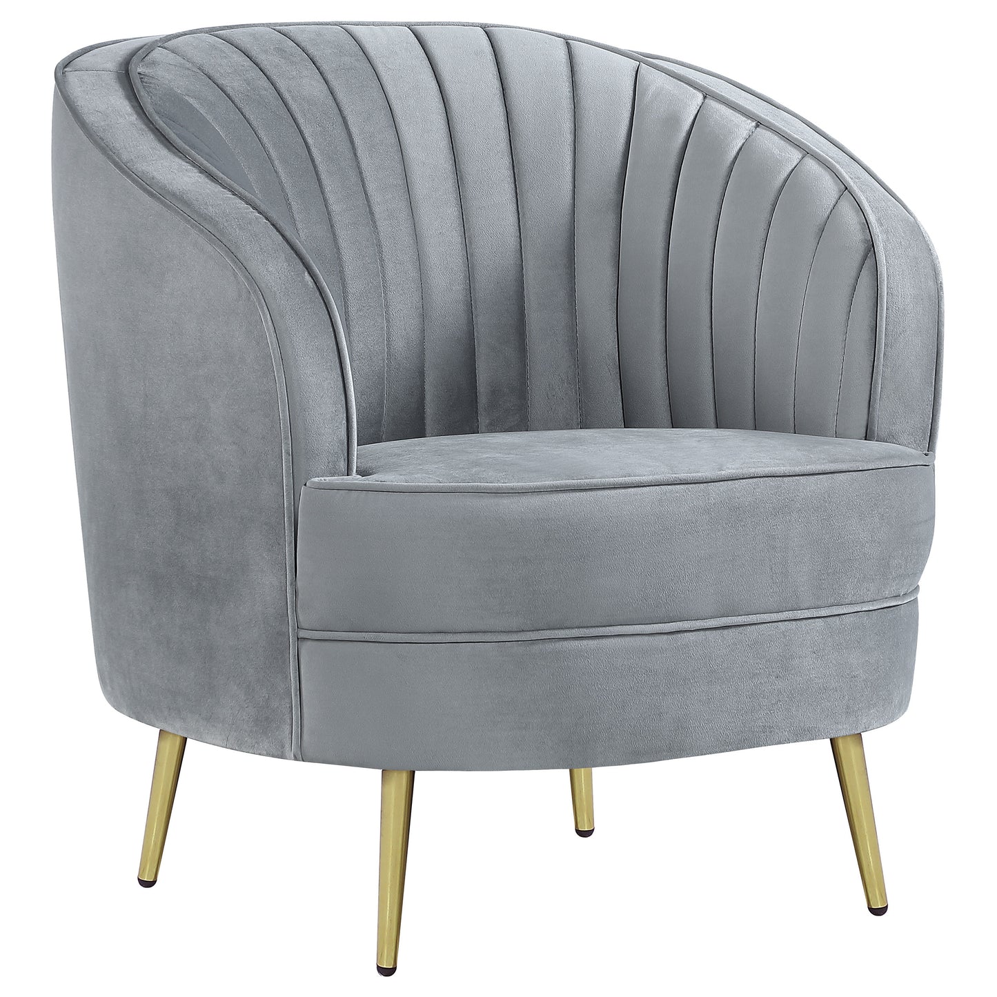Sophia Plush Channel-Tufted Swivel Chair – Grey