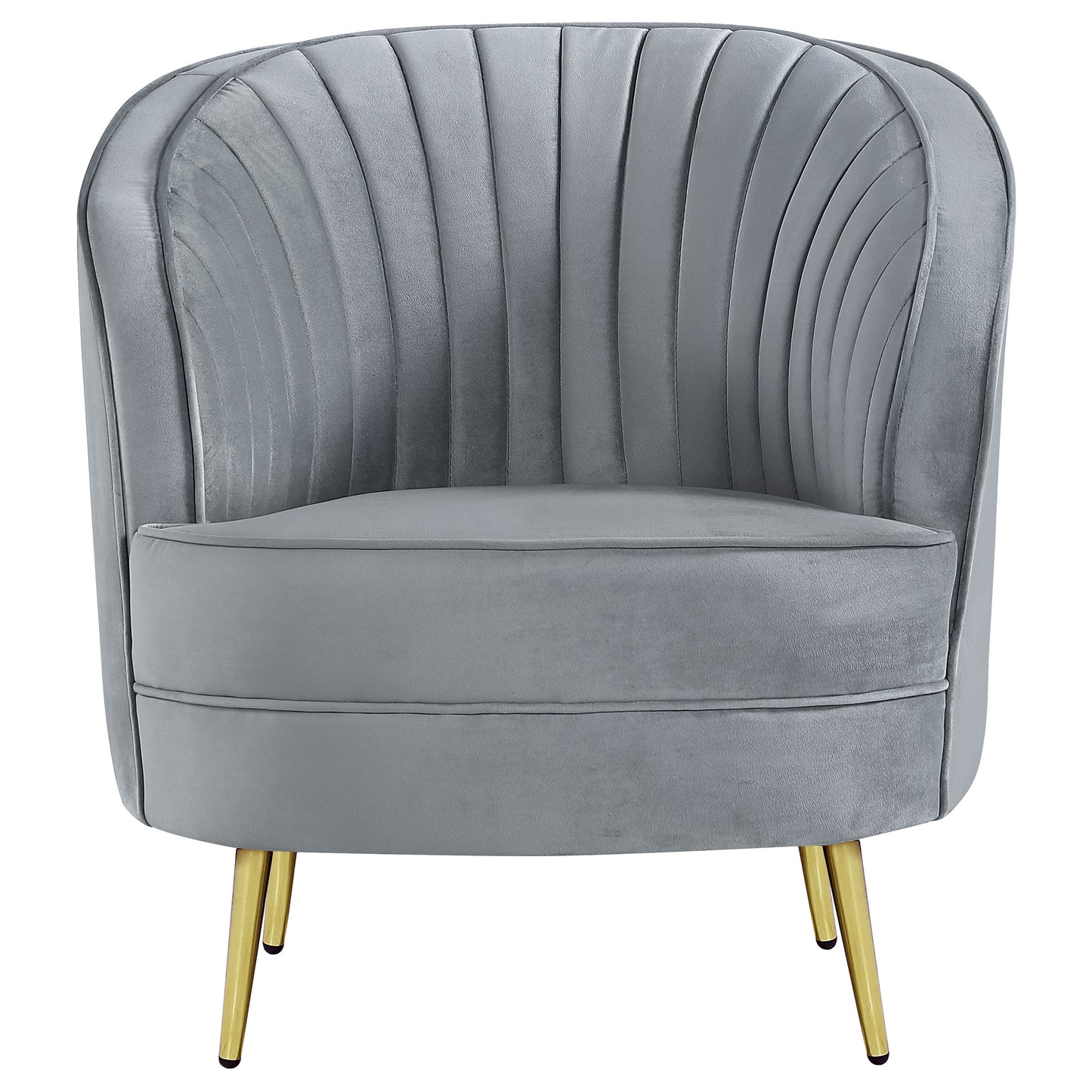 Sophia Plush Channel-Tufted Swivel Chair – Grey