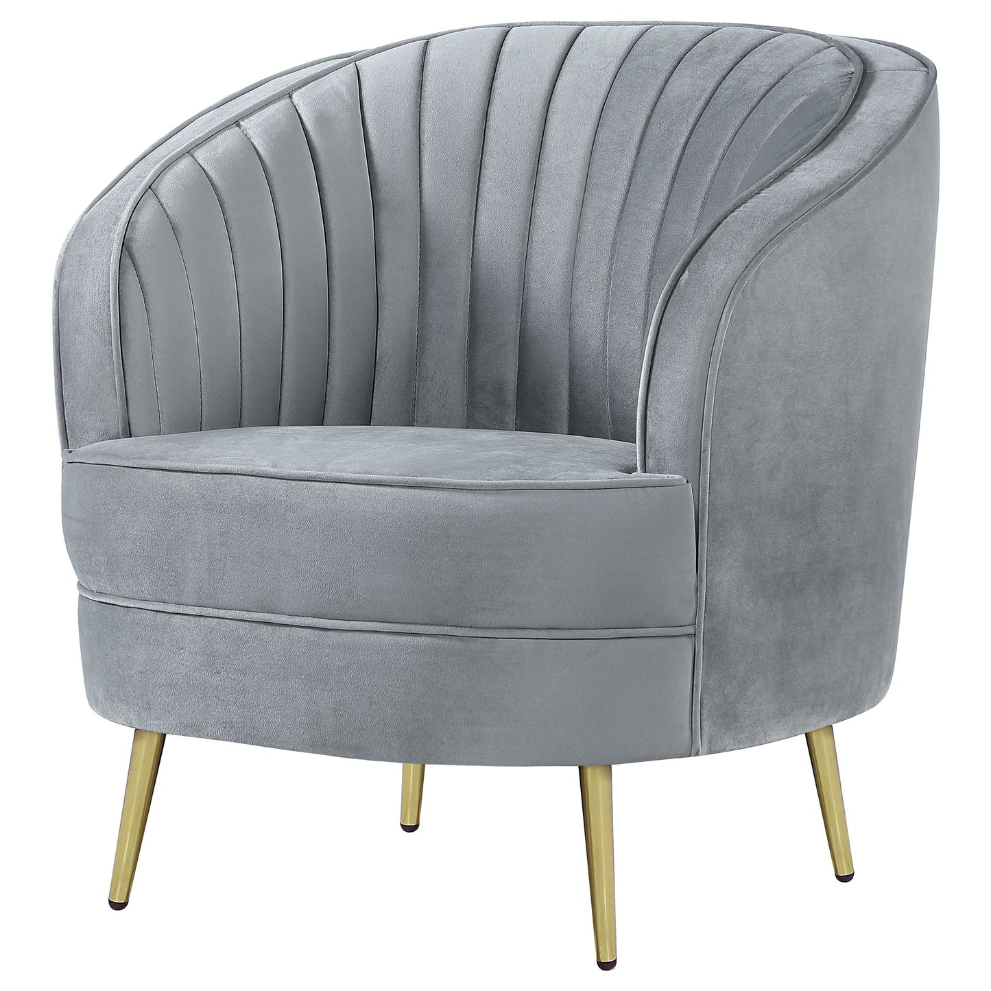 Sophia Plush Channel-Tufted Swivel Chair – Grey