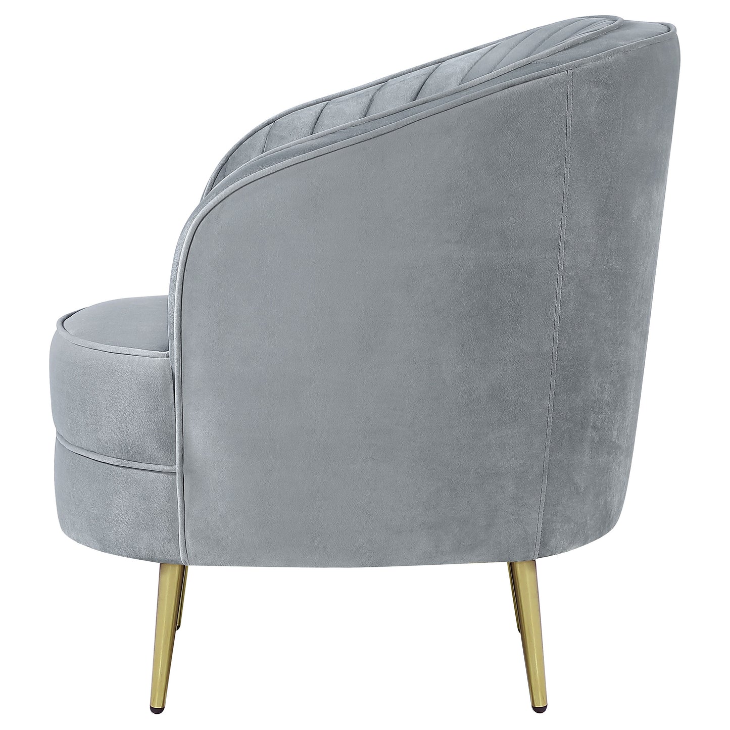 Sophia Plush Channel-Tufted Swivel Chair – Grey