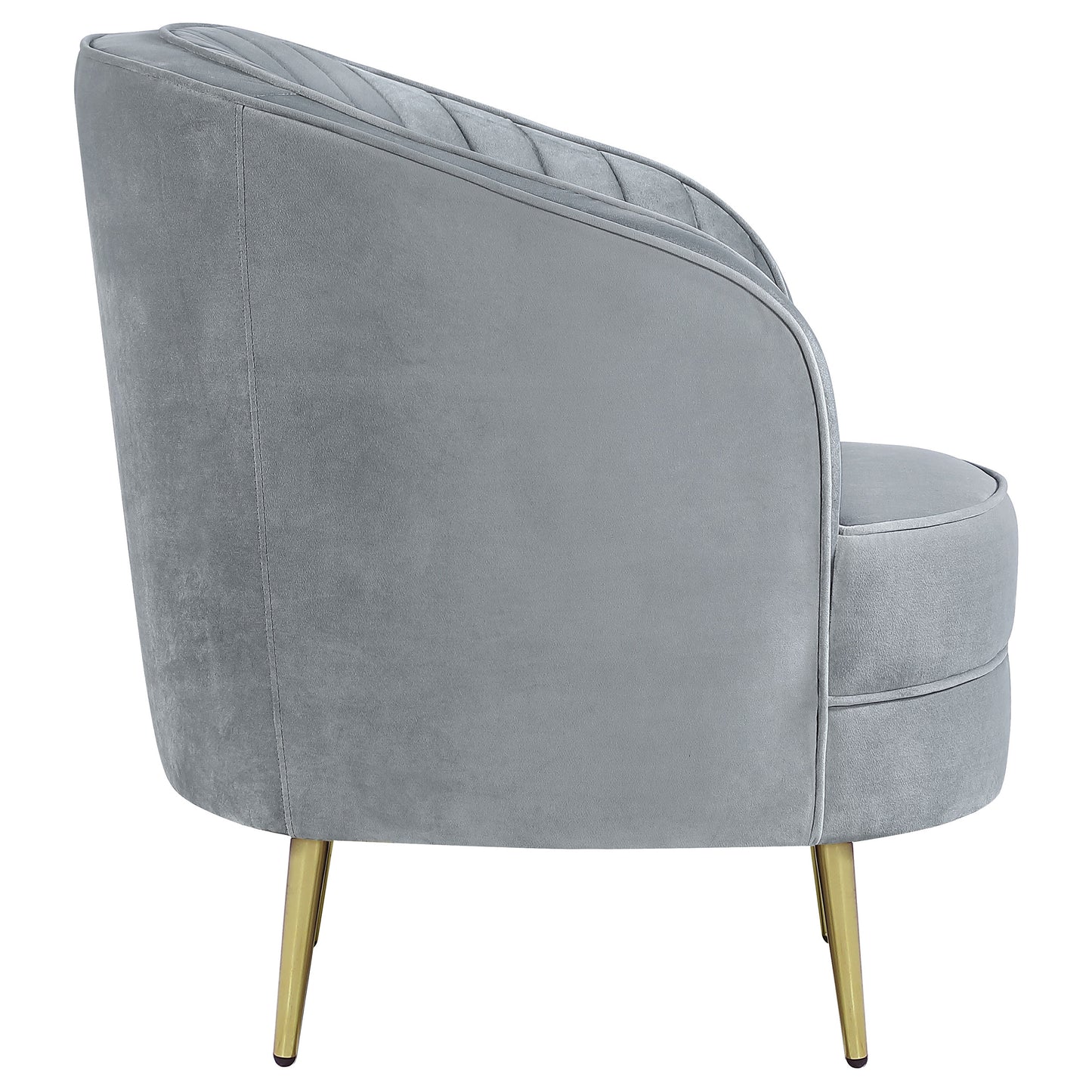 Sophia Plush Channel-Tufted Swivel Chair – Grey