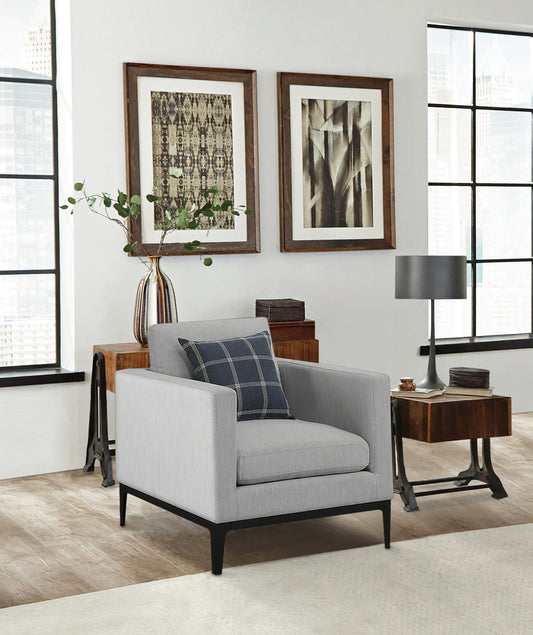 Apperson Plush Track-Arm Chair – Light Grey