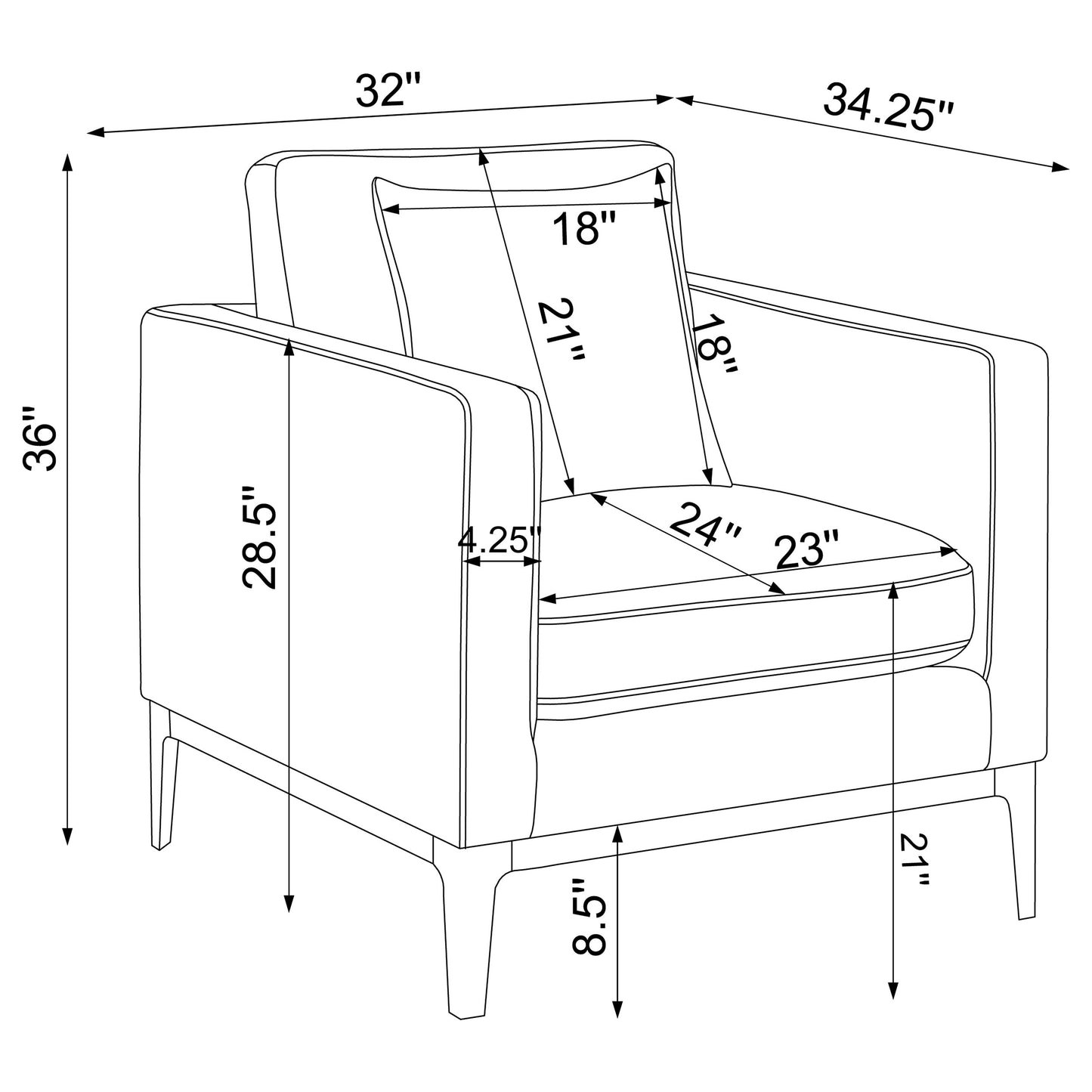 Apperson Plush Track-Arm Chair – Light Grey