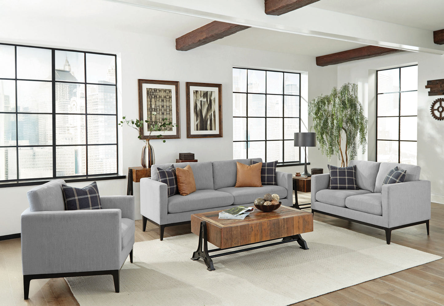 Apperson Plush Track-Arm Chair – Light Grey