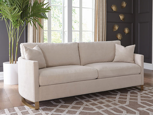 Aureli Curved Velvet Sofa – Soft Sand
